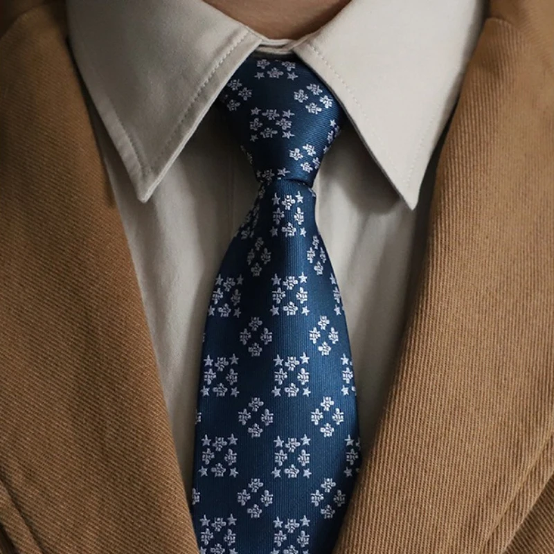 Unique Lazy Zipper‑Up 8CM Formal Necktie, Korean Style Patterned Men Business Professional Suit Accessory For Groom Groomsmen