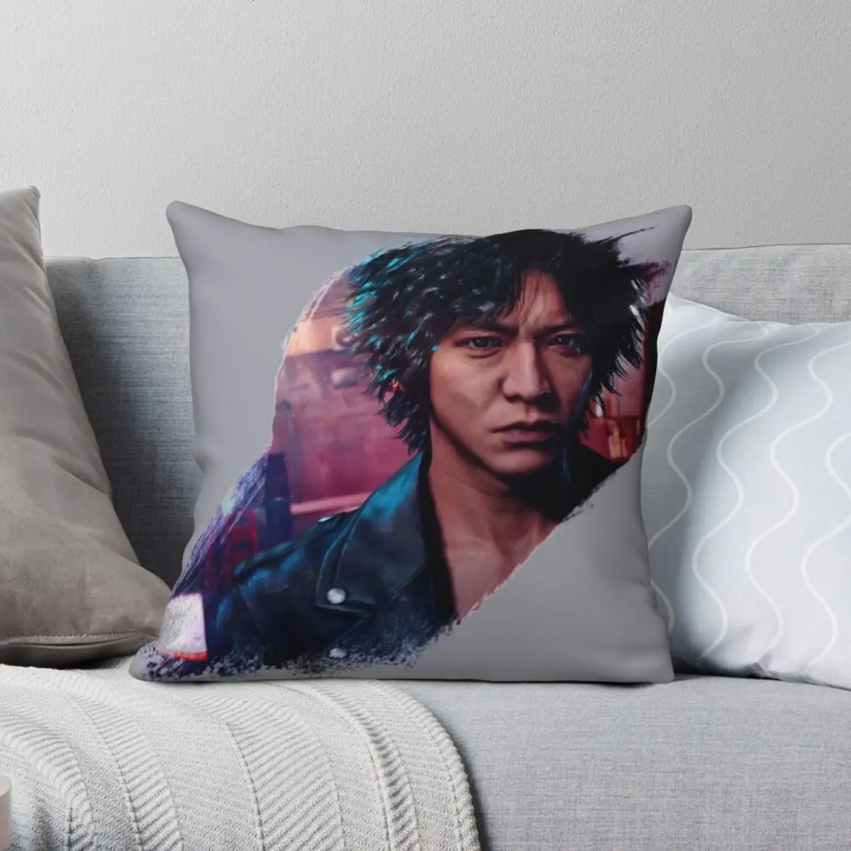 

Takayuki Yagami Judgment Square Pillowcase Polyester Linen Velvet Printed Zip Decorative Bed Cushion Cover