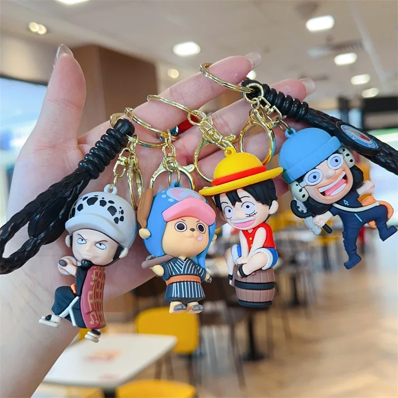 One Piece Monkey D Luffy Anime Figure Keychain Keyrings Chopper Ace Zoro Anime Figure Pendant Backpack Bags Accessories Gift New