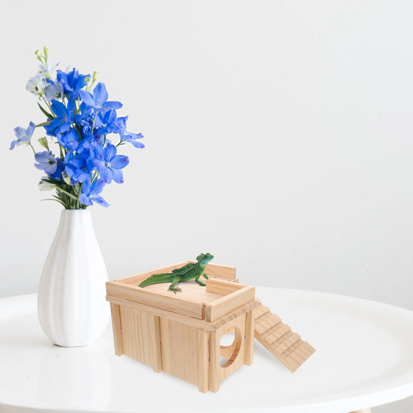 

Large Bearded Dragon Hideout Natural Wood Climbing Ramp Basking Platform Reptile Habitat Accessories Leopard Gecko Hide