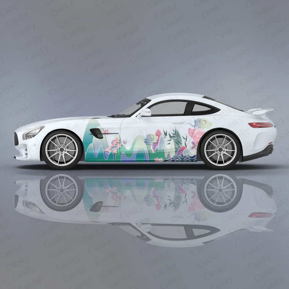 

Watercolor Fantastic Landscape Car Sticker Decal Hood Body Vinyl Sticker Graphic Wrap New Car Sticker Decoration Accessories