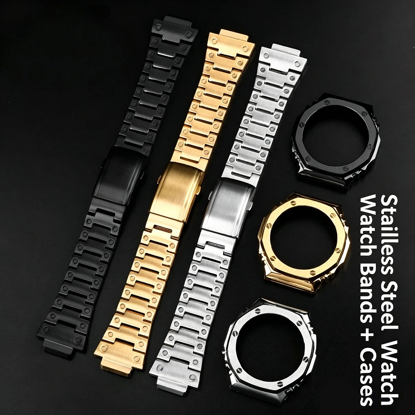 GA2100 GA2110 Metal Case Strap for Casio GA-2100 B2100 Personalized Mod kit Royal Oak stainless steel bezel Bracelet Accessories