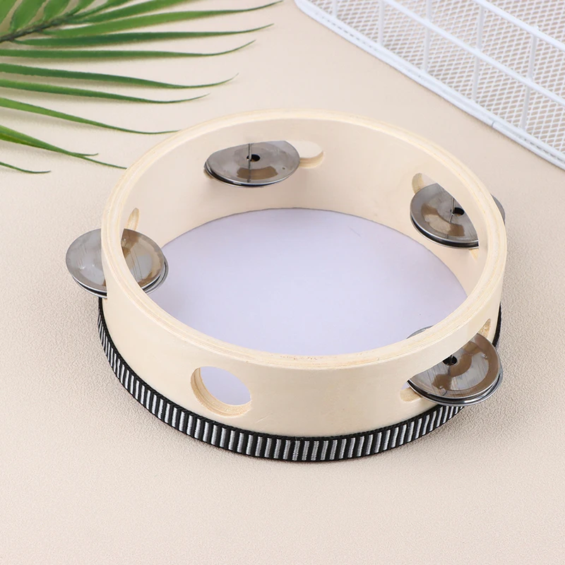 15cm Wooden Tambourine Drum Kids Handheld Drum Percussion Musical Instruments Dance Props Children Educational Toy