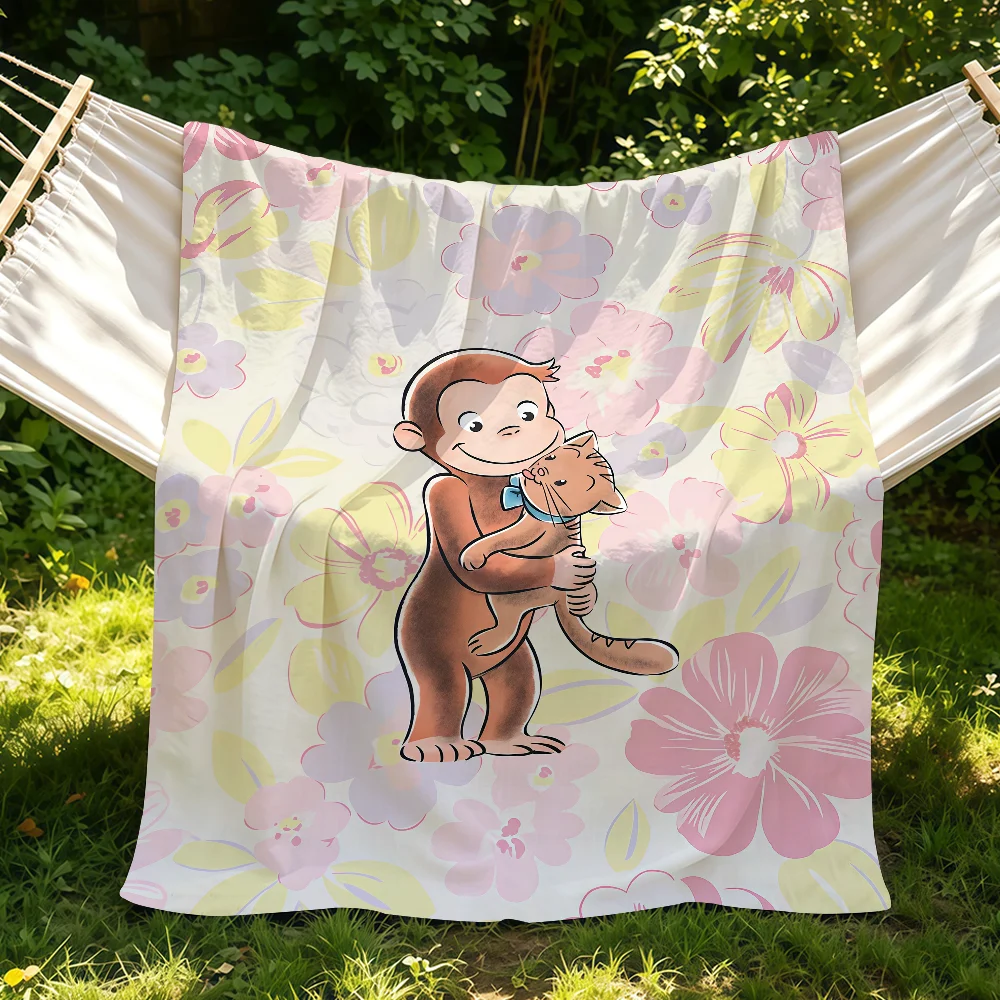 Cartoon Cute C-Curious G-George Blanket Suitable For Sofas Beds Offices Cars Outdoor Travel An Ideal Gift For Friends Family