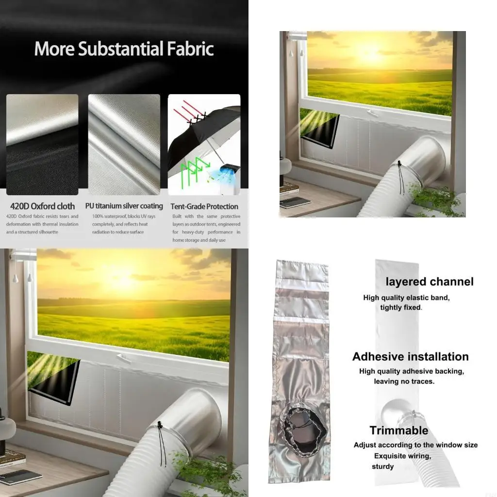 F92F Portable Air Conditioner Hose Window Insert Panel, Adjustable Sliding Seal for Window Opening Coverage and Draft Care