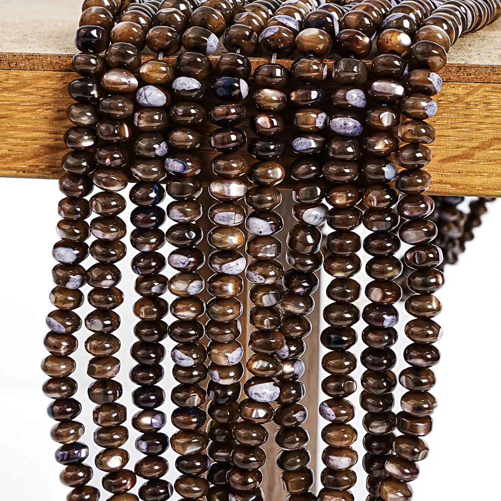 6x4mm Brown Trochidae Shell Abacus Beads Polished Smooth Loose Beads for Jewelry Making DIY Bracelet Necklace