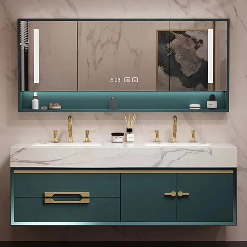 Elegant Bathroom Cabinets Blue Bathroom Vanity 49 Inch Wall Vanity Unit With Led Bathroom Mirror