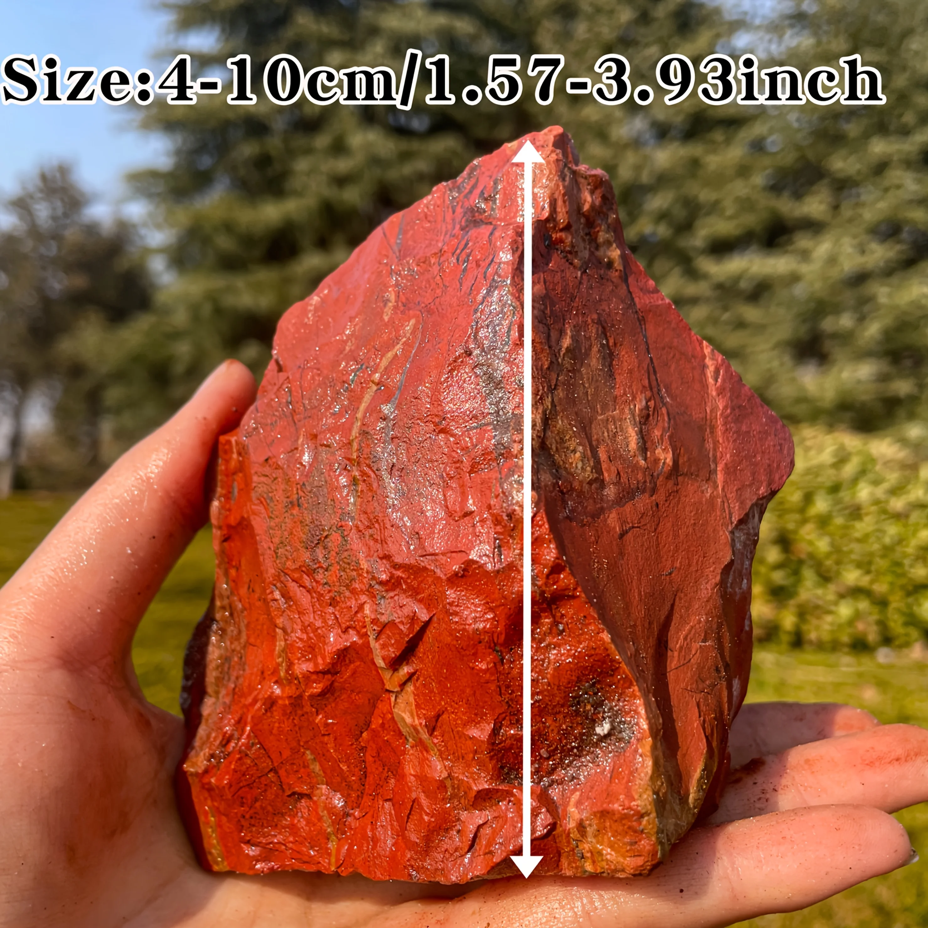 1pc Large Natural Red Jasper Rough Stone – Vibrant Red with Metallic Sheen, Perfect for Home Decor