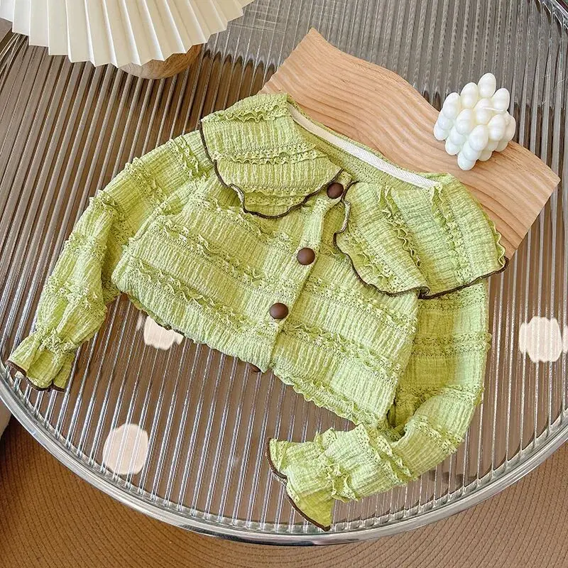 Kinder Puppen kragen Blusen Frühling und Herbst neues Baby Mädchen Spitzen hemd für Oberbekleidung Basis Langarm Top