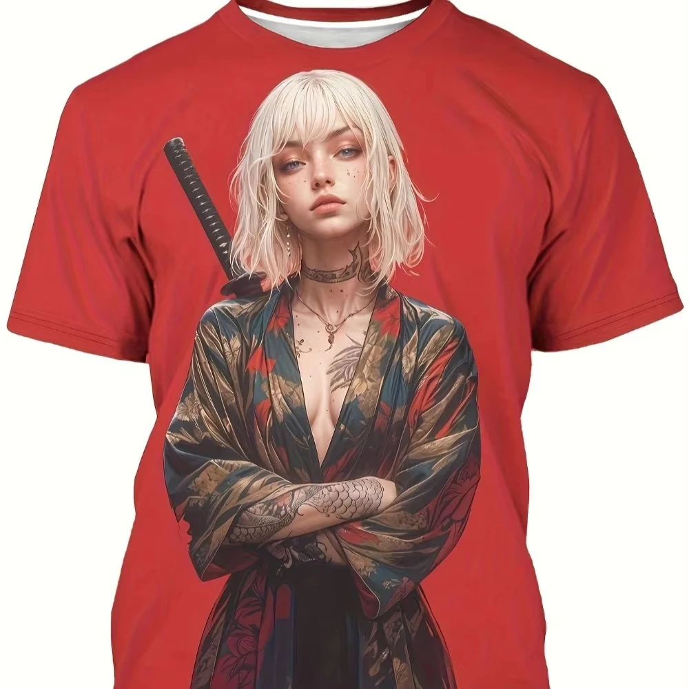 Мужская футболка с изображением аниме и 3d принтом, летняя мужская футболка для отдыха, быстросохнущая мужская футболка, детская одежда, футболка Y2k Woman