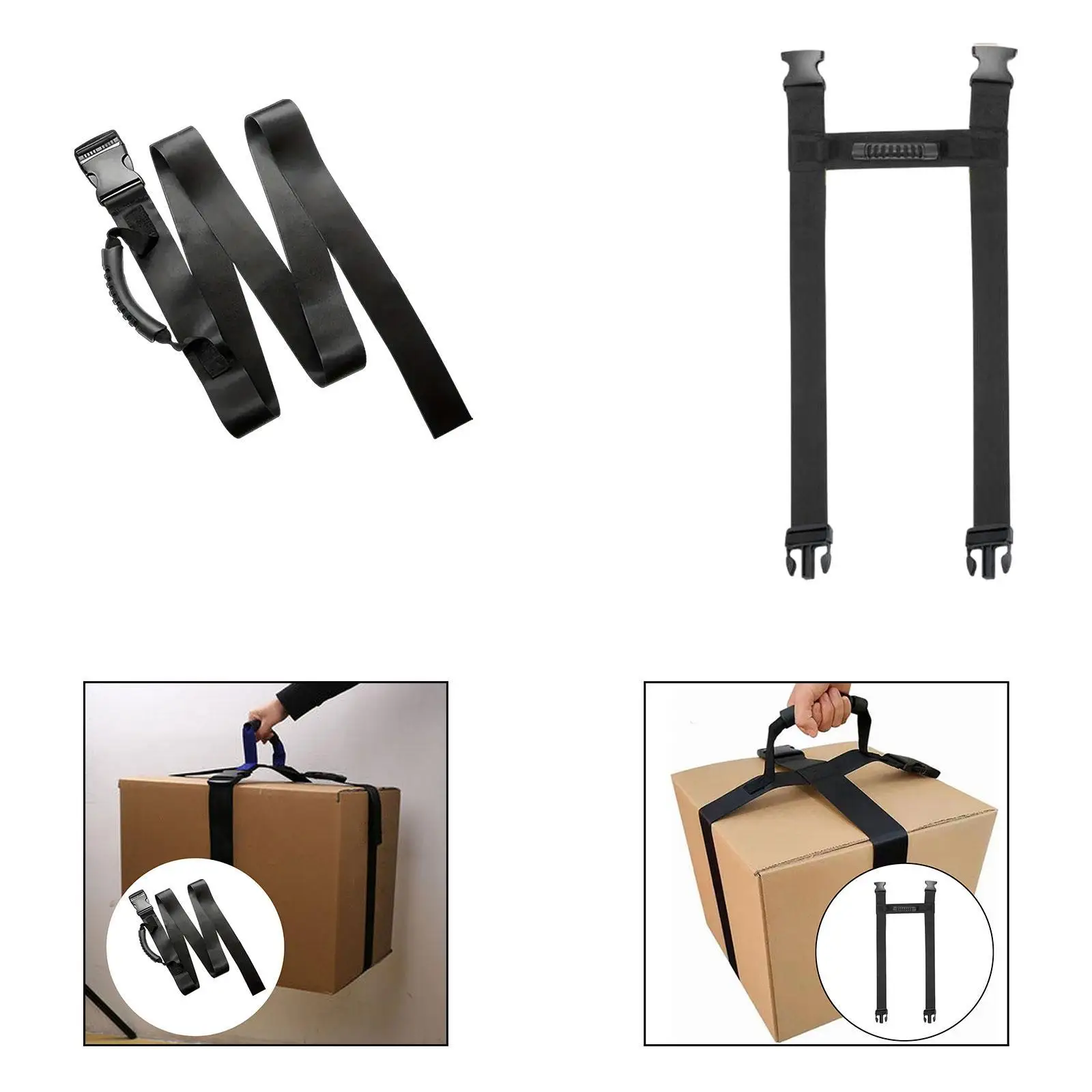 Box Carrying Strap with Handle Portable Heavy Duty Strong Load Capacity Black 6.3ft High Stability Adjustable Belt Handheld Belt