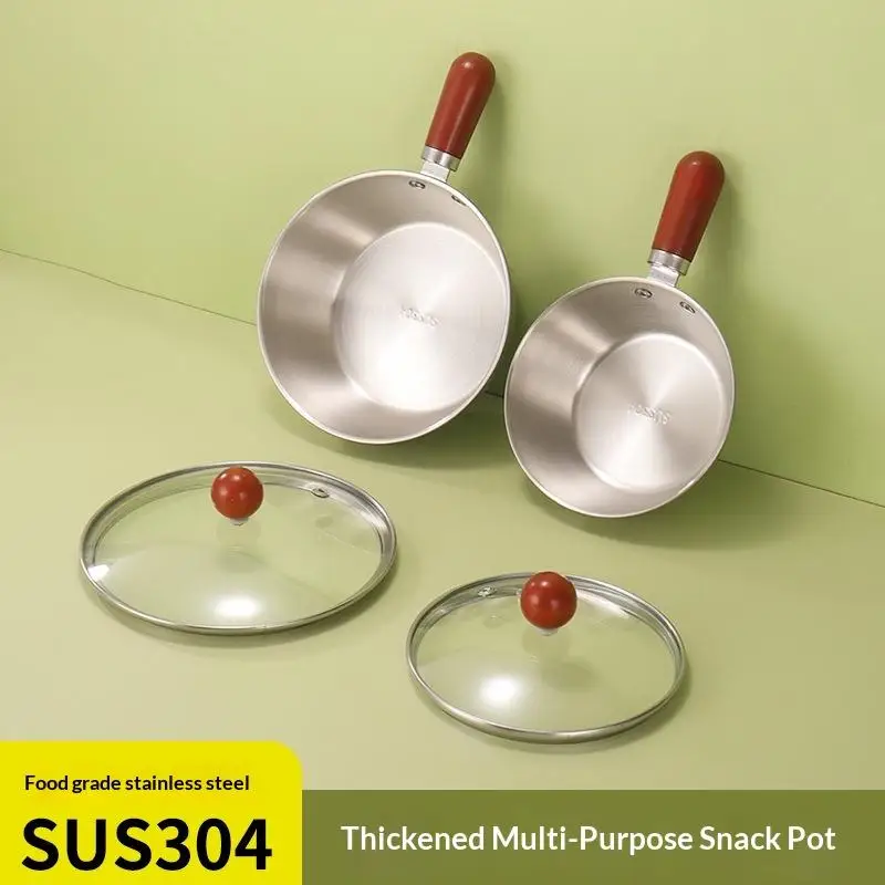 17cm Stainless Steel Pot with Walnut Handle, Single-Serve Bowl for Fruit Salad, Yogurt & Breakfast, Restaurant Quality view 5