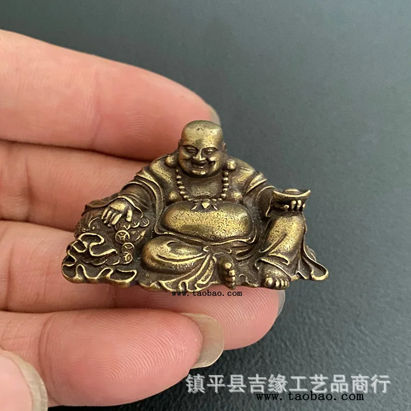 Wholesale Two Pieces Price Yellow Maitreya Buddha Laughing Buddha Statue Buddha Home Furnishings Car Cloth Bag Buddha Big Belly