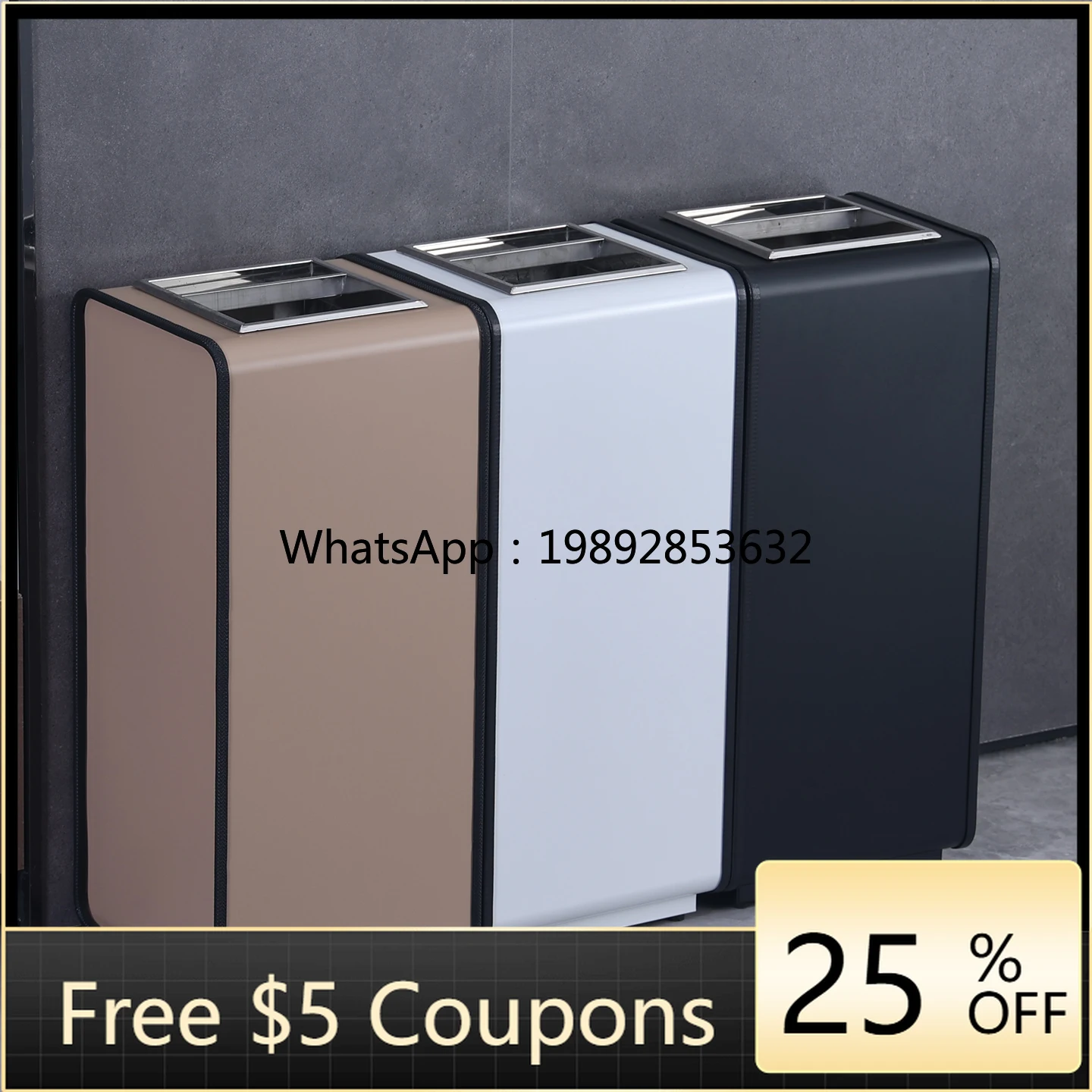 YFY Trash Can for Shopping Malls and Hotel Lobby Wall-Mounted Stainless Steel Elevator Entrance Public Area