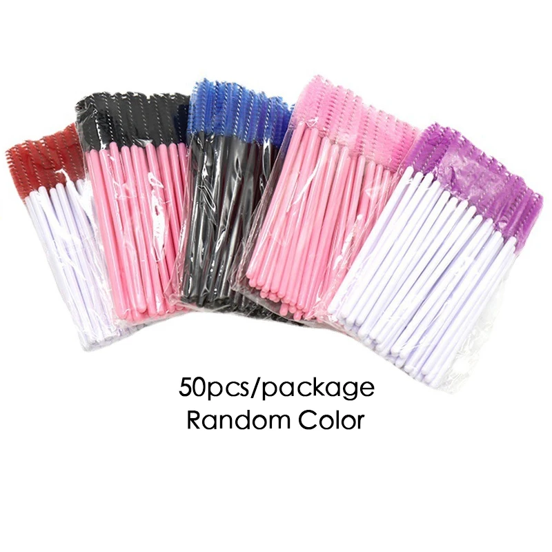 فرش الرموش القابل للتصرف 50 قطعة Spoolies لاش ماسكارا الصولجانات أمشاط بالجملة لمكياج رمش تمديد #2