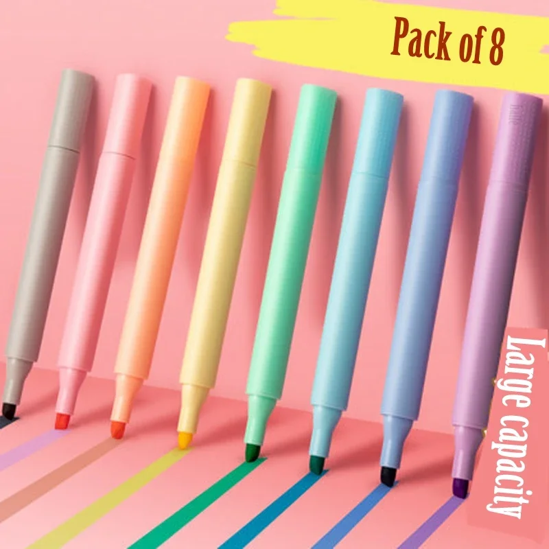 

8Pc Macaron Series Highlighter Art Markers Pastel Fluorescent Pens Graffiti Drawing School Office Stationary Supplies