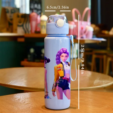 Cartoon Pretty Girl Pattern Water Cup, 3D Printed Pattern, Fade-Resistant, Popular Movie Pattern, Essential for Sports and Fitne