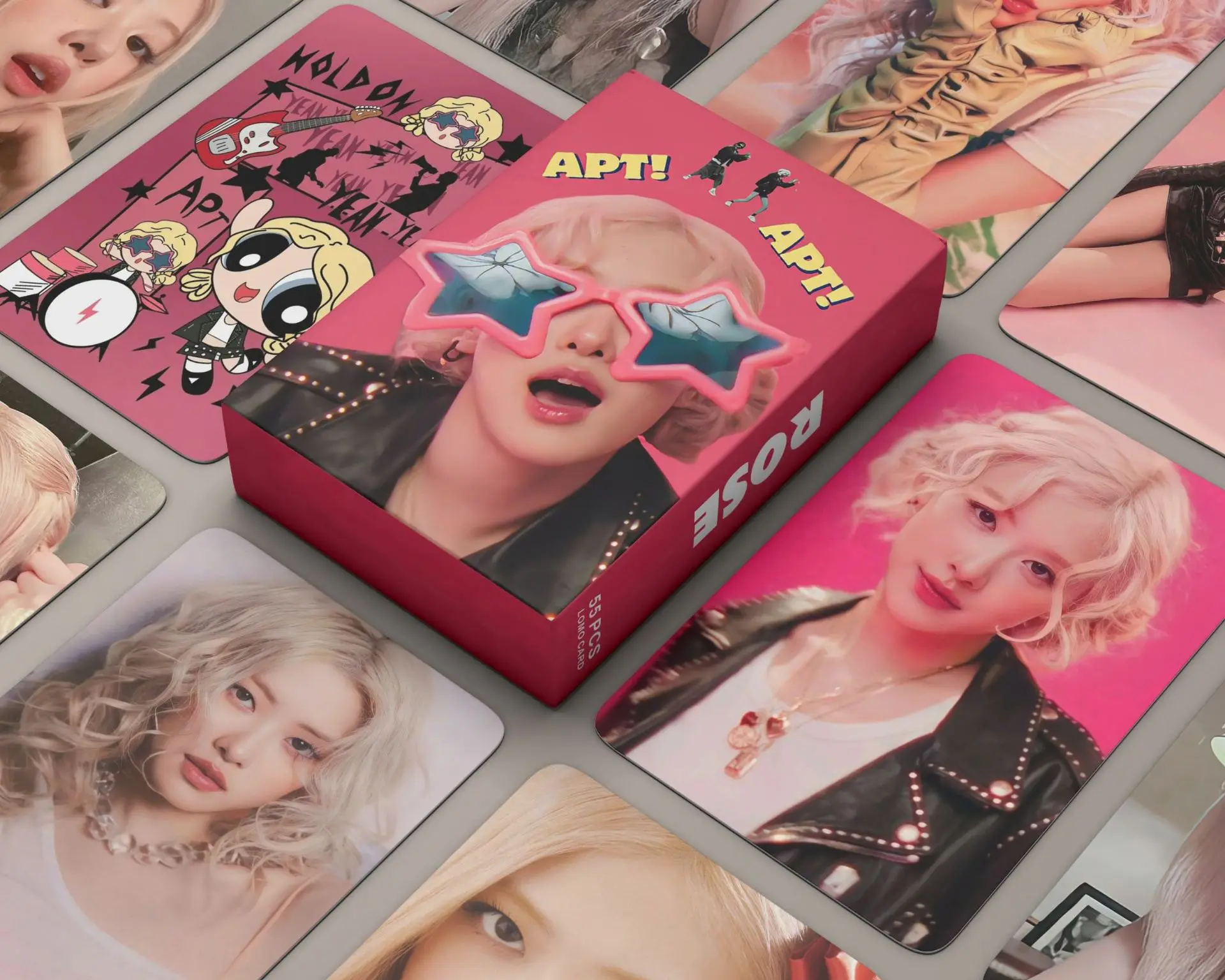 55 ชิ้นในสต็อก Rosé APT Rose Fan Collection Card การ์ดรูปถ่ายโปสการ์ดการ์ด LOMO