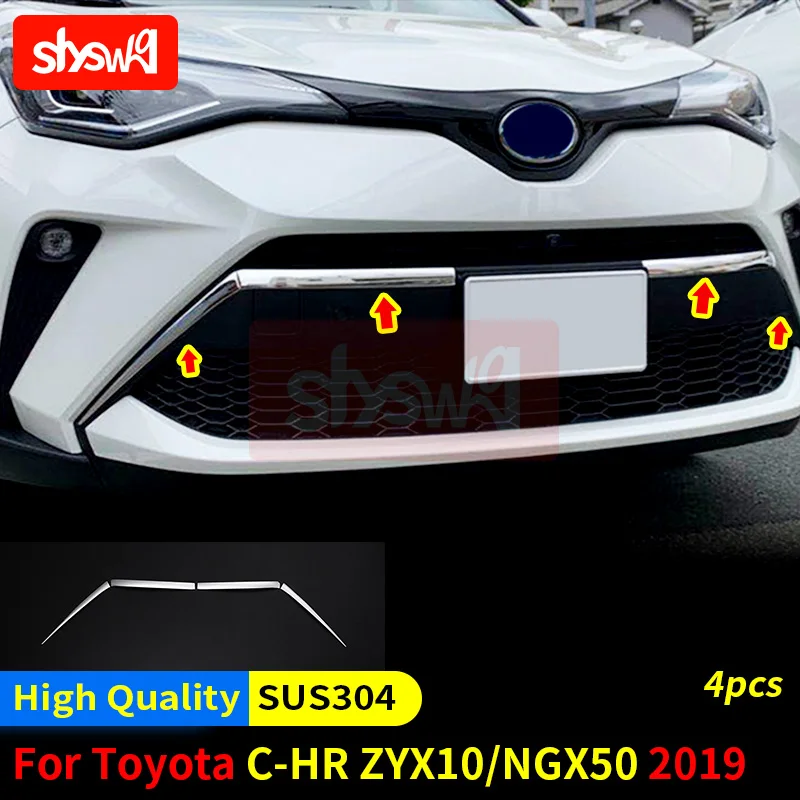 Stainless Steel Protection Trim for TOYOTA 2019 C-HR ZYX10 CHR NGX50 Retrofit Front No. Plate Garnish Bumper Exterior Styling