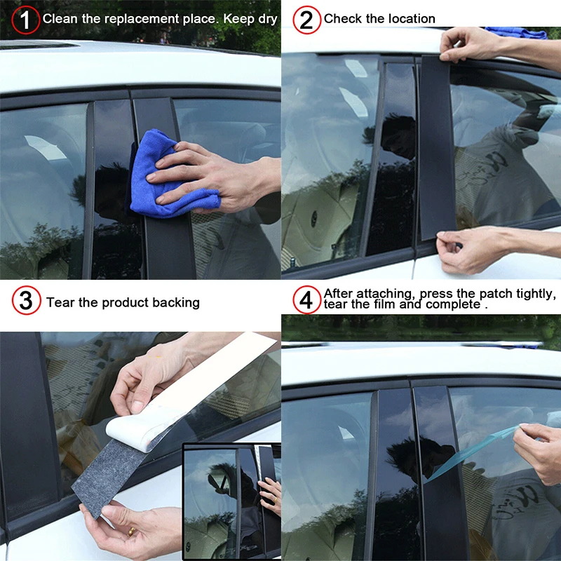 8Pcs Car Door Window Pillar Trims Cover Sticker Black Decorate Accessories for Nissan Sentra 2013 2014 2015 2016 2017 2018 2019