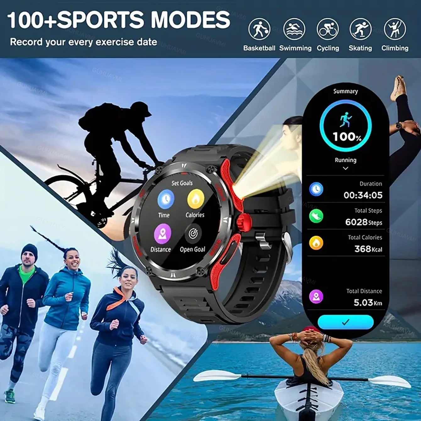 2024new Voor Xiaomi Huawei Robuuste Militaire Smart Watch Mannen Hd Amoled Bluetooth Call Gps Track 500Mah 3atm Waterdichte Smartwatches