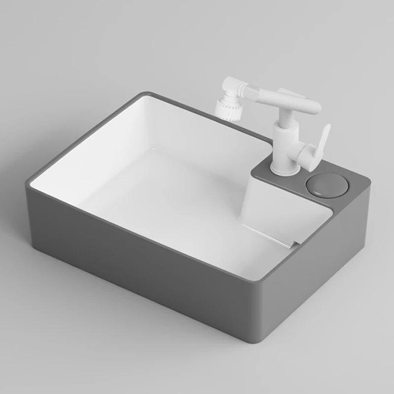 

Gun gray white on-stage basin, left and right side wash basins, rear drainage water, balcony laundry basin, washbasin, ceramic