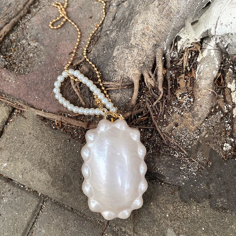 

Women Acrylic Egg Bag Cute Pearl Evening Clutch Bag Beading Pearl Purse For Wedding Party Luxury Shoulder Handbag Designer Chic