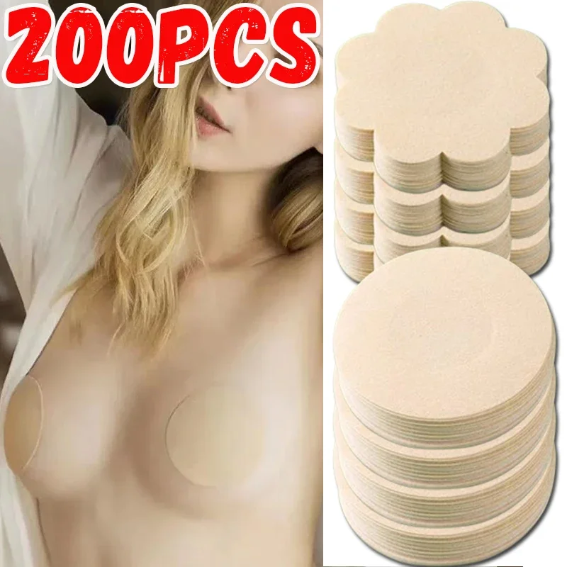 

200Pcs Nipple Sticker Disposable Invisible Chest Sticker Non-woven Bra Breast Patch Bra-less Pasties Pad Nipple Cover Stickers