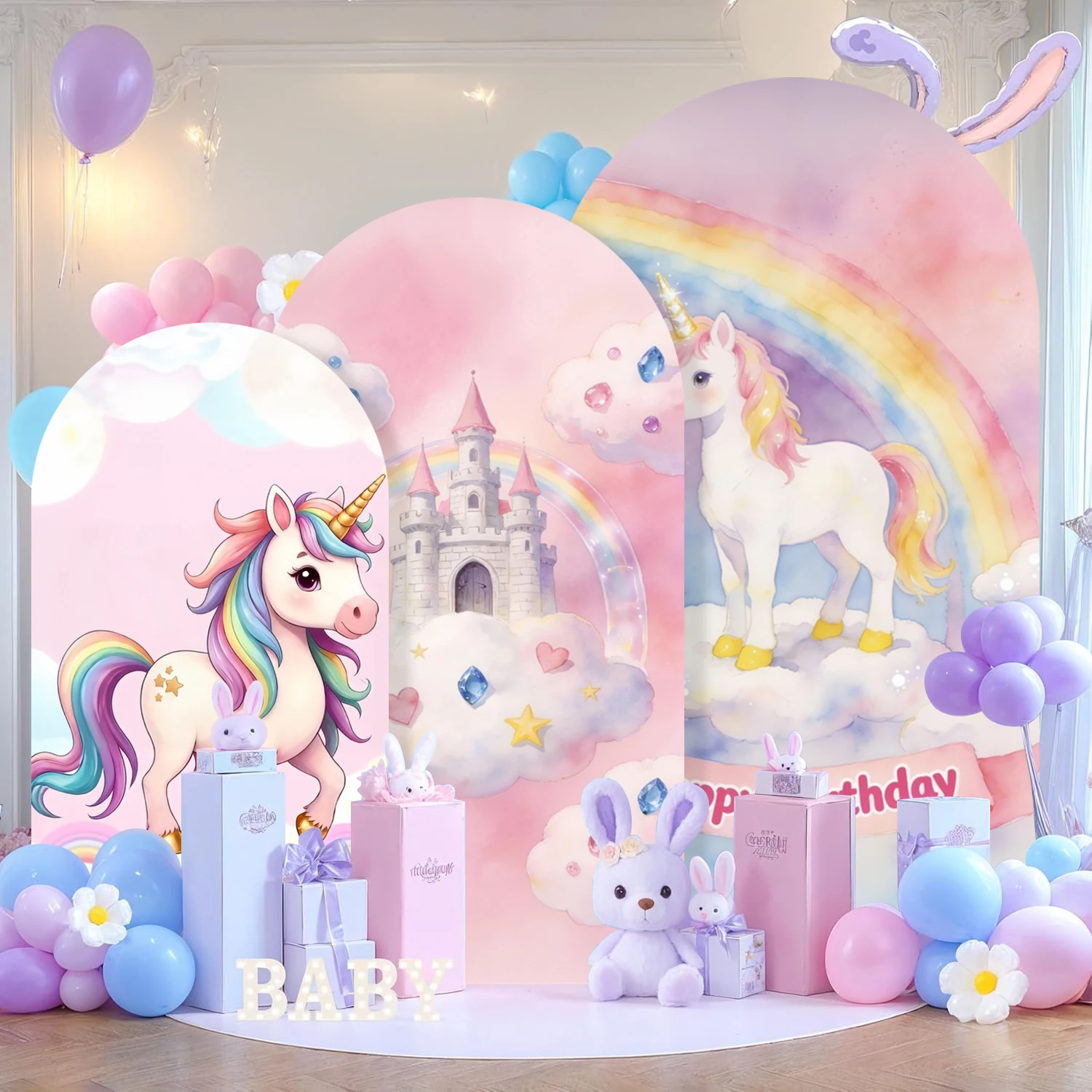 

Фон для фотосессии Yeele Rainbow Unicorn Arch Cover: Сверкающий Звездный Замок, Декор для Девичьей Вечеринки, Дня Рождения, Душащегося Радостного Праздника