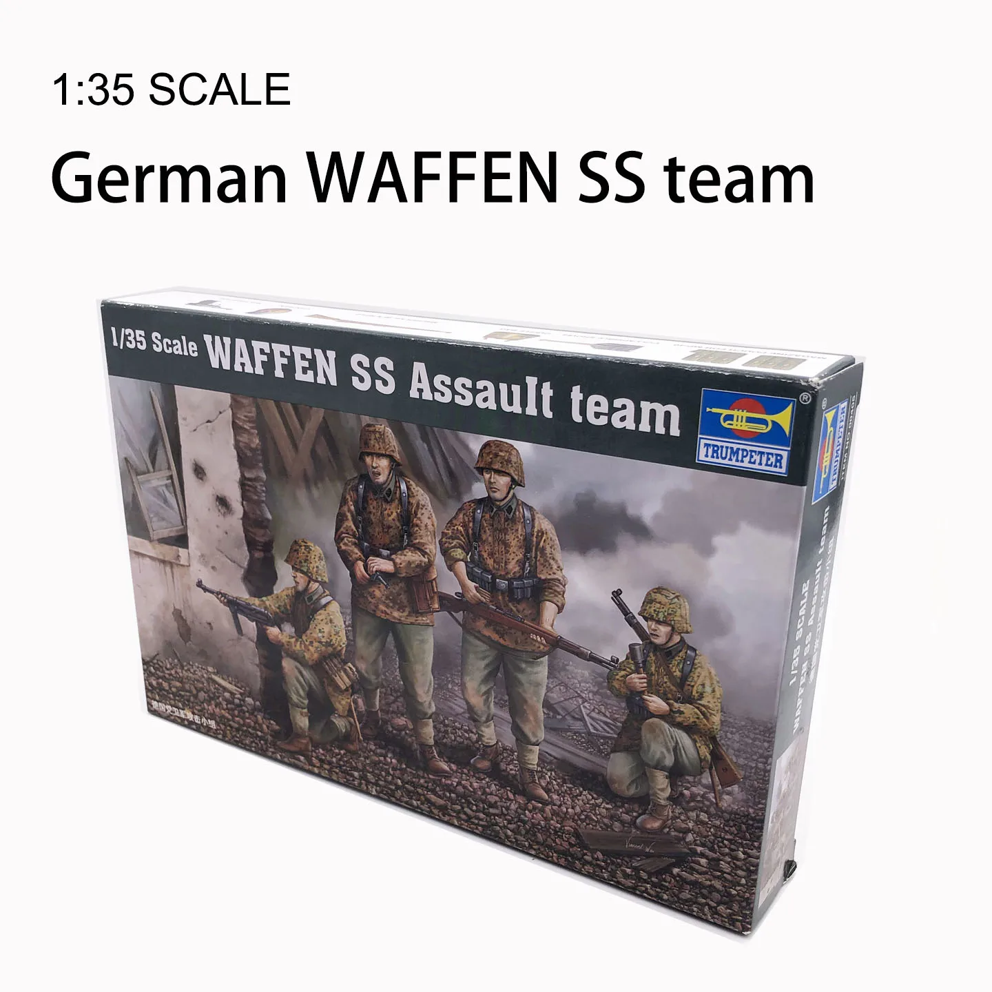 

1:35 Штурмовая команда WAFFEN SS 1/35, солдаты немецкой группы атаки, военная модель, сцены, кукольный элемент, трубач 00405