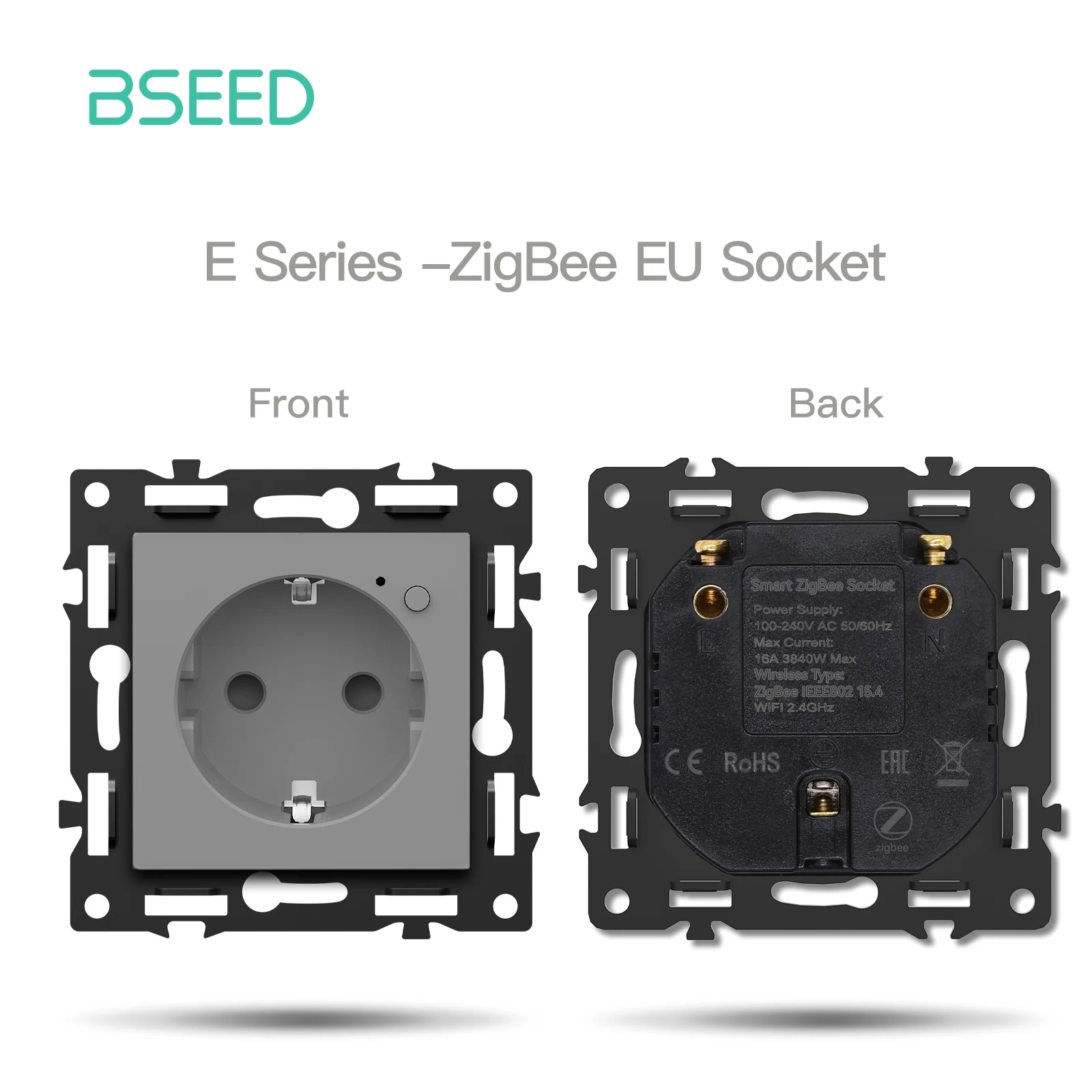 BSEED 1/2/3/4Gang Zigbee Klicken Schalter Teil Kunststoff Rahmen Smart Dimmer Vorhang Schalter Funktion DIY Teil EU Smart Steckdose Teile