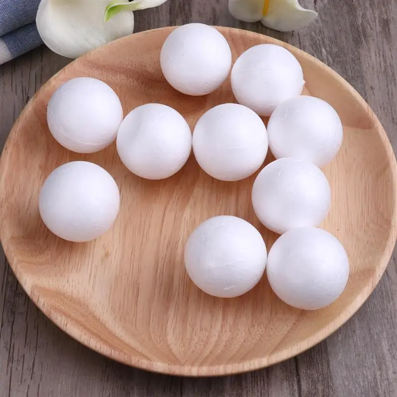 10pcs Christmas Balls Foam Craft Ball Christmas Decoration Modelling Craft Solid Polystyrene Balls Round Spheres (White)