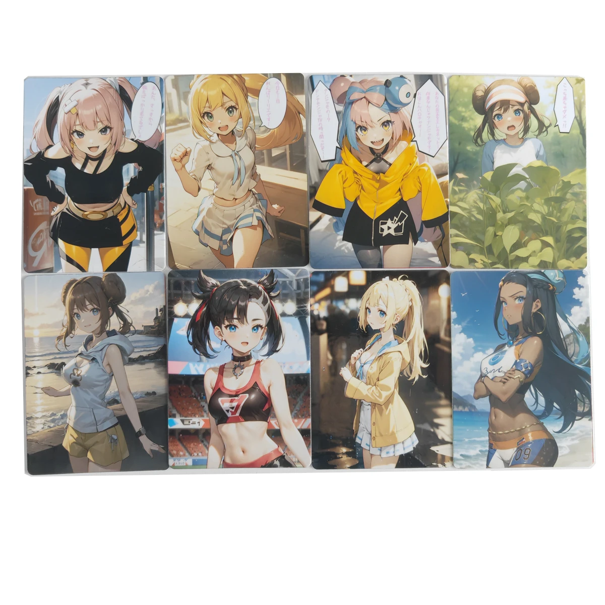 8 pz/set PTCG Sexy Trainer Card Pocket Monsters ACG Iono Lillie No Mosaic Cartoon carte fai da te Boy Animation Collection Card