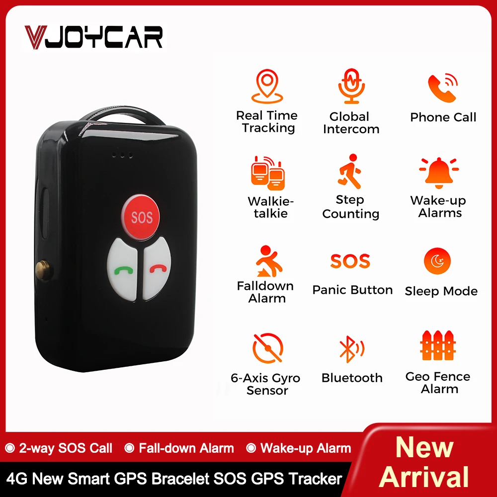 Vjoycar 4G New Smart GPS Mini Locator SOS Call GPS Tracker for Personal Pet Bluetooth Fall-down Wake-up Alarm Real Time Tracking