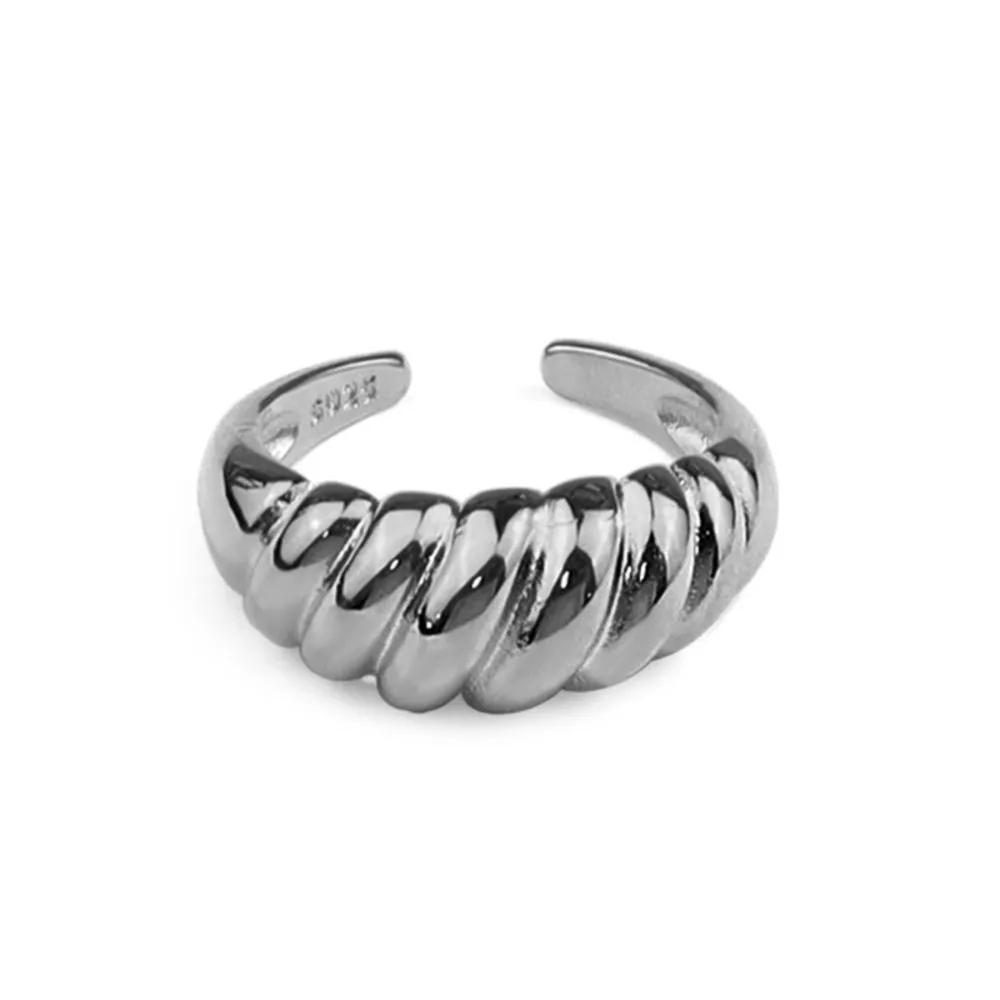 925 Sterling Silver Twisted Croissants Rings for Women Men Minimalist Chunky Geometric Texture Vintage Jewelry Gift Dropshipping