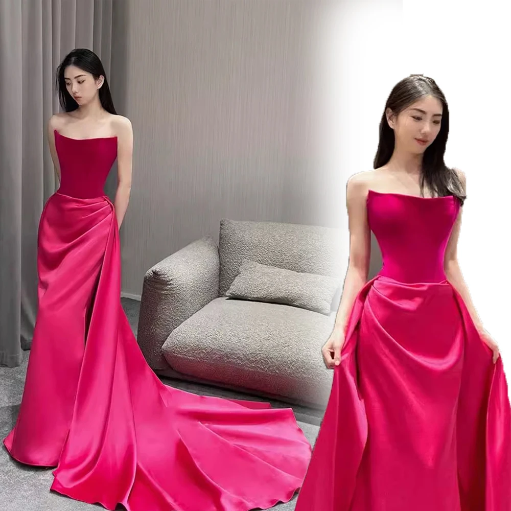 Luxuriöse Abendkleider, maßgeschneidert, klassisch, plissiert, Meerjungfrau, trägerlos, lange Kleider, rückenfrei, elegantes formelles Abschlussballkleid für Geburtstagsfeiern