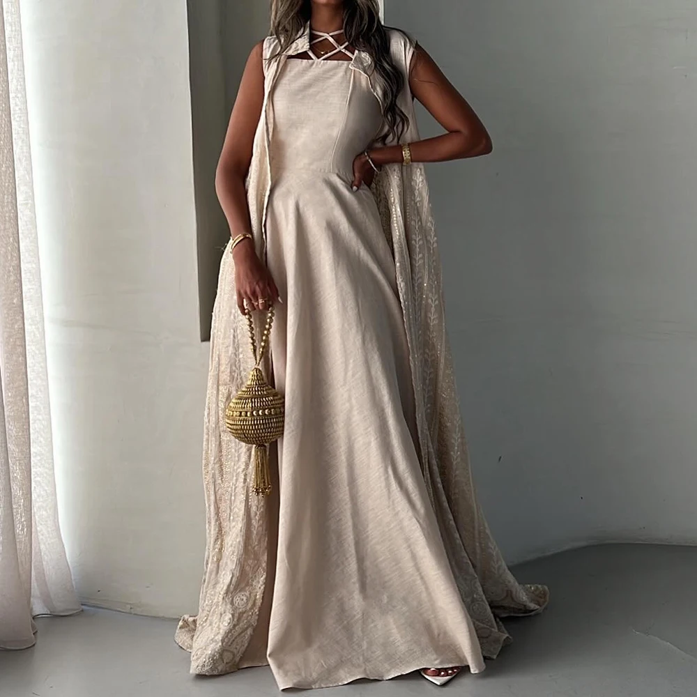 

Customized Exquisite Jersey A-Line Cap Sleeve Shawl Evening Dress O-Neck Sleeveless Watteau Train Photo Color Cocktail Dress