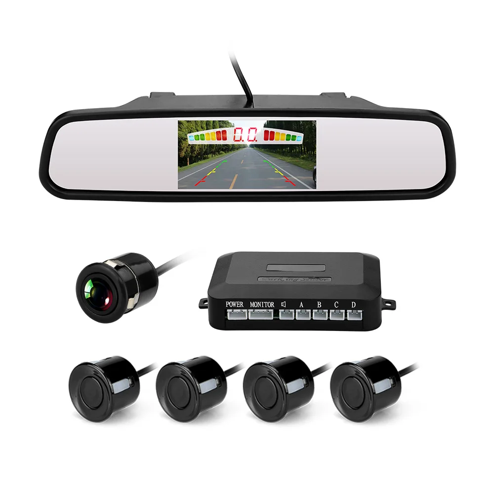 4.3 Inch Mirror Display Parking Sensor Car Reverse Backup Radar System