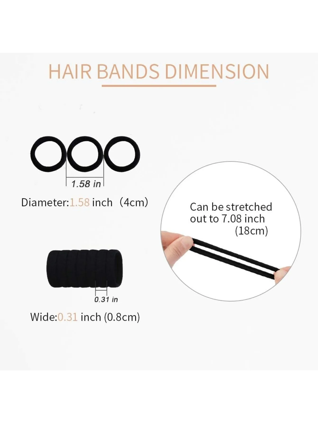 Haargummis, 100 Stück, nahtlos und mit starkem Halt, Durchmesser 4 cm (1,58 Zoll), für dickes und dünnes Haar, ideal als Geschenk (Ehefrau/Tochter)_voghion.com