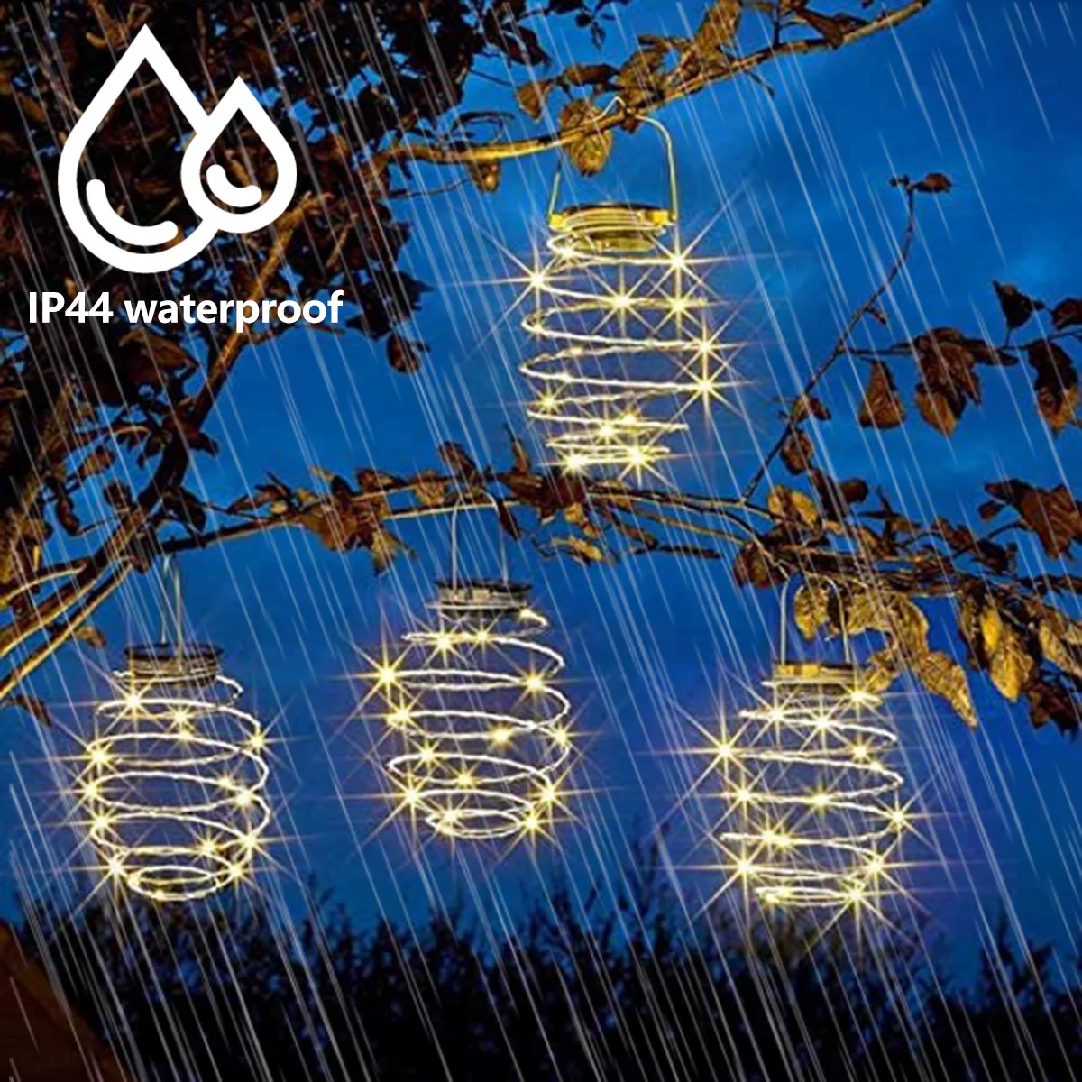 Solar Spiral Lights Outdoor Waterproof Iron Art Lanterns Garden Decor Solar Lamp String Light Garland Hanging Decoration