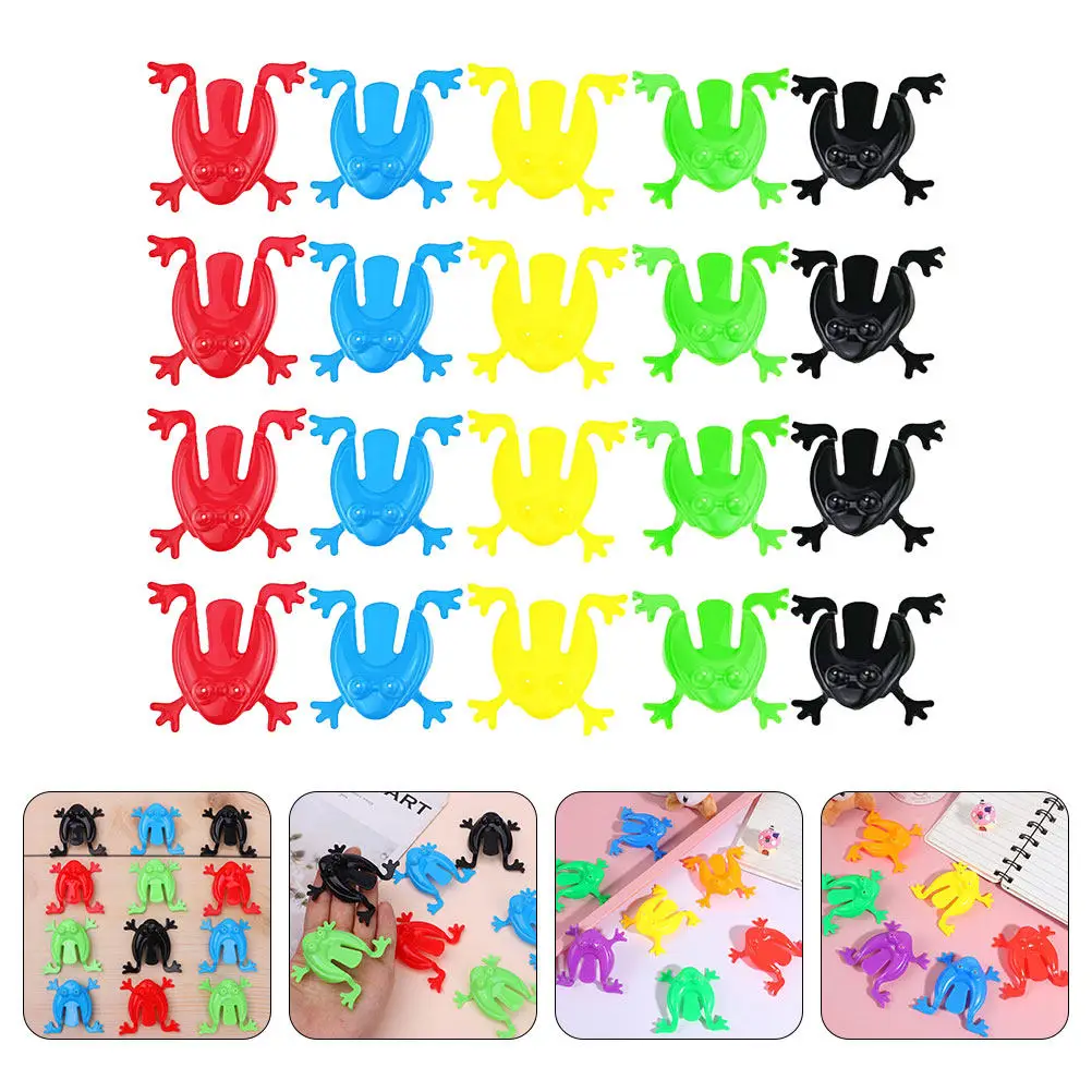 

100Pcs Mini Plastic Bouncing Frogs Colorful Pressing Leap Funny Kids Educational Playthings Cartoon Jumping Frogs