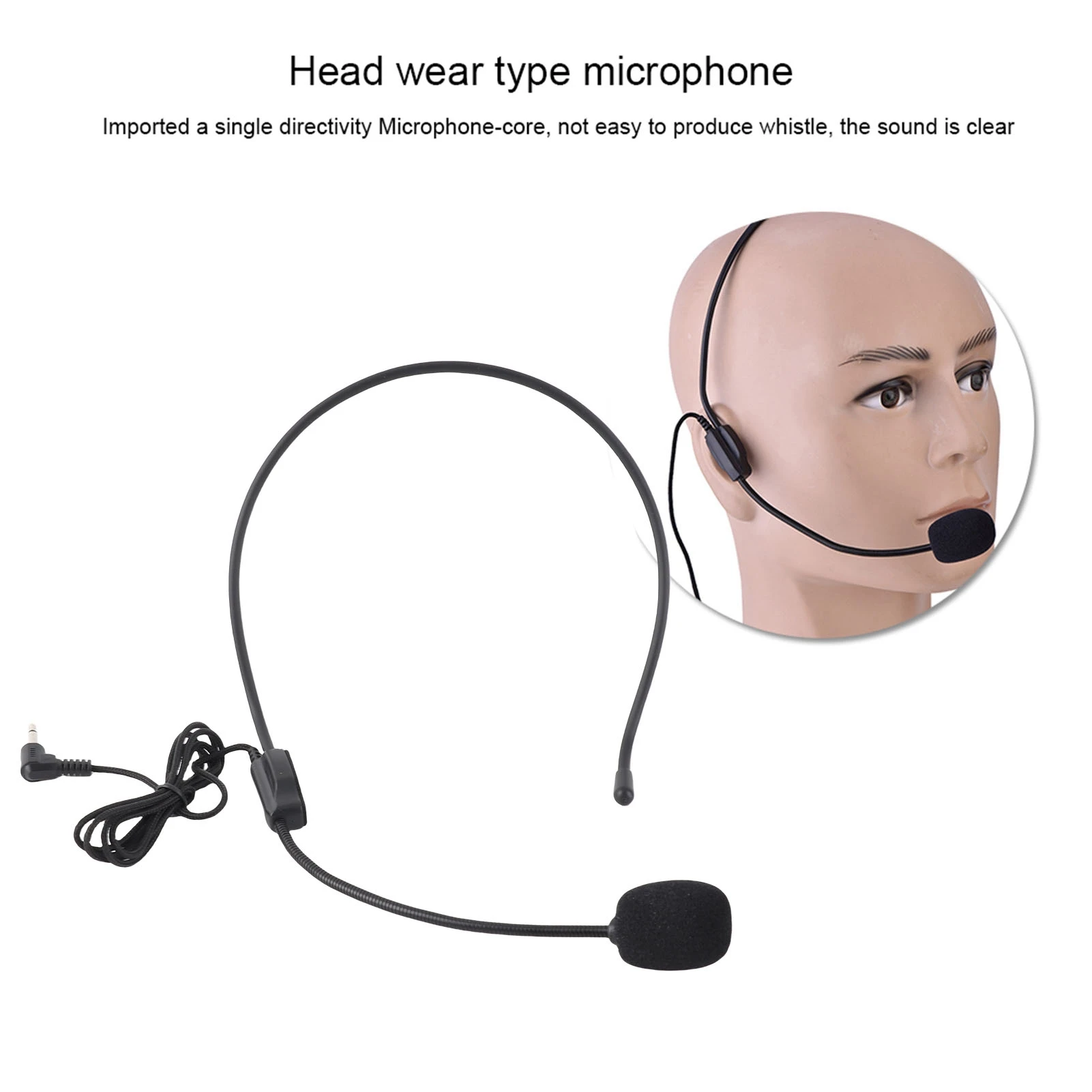 Condenset Microphone Mic Mini 3.5mm Head Mounted Wired Microphone Condenser MIC for Voice Amplifier Speaker