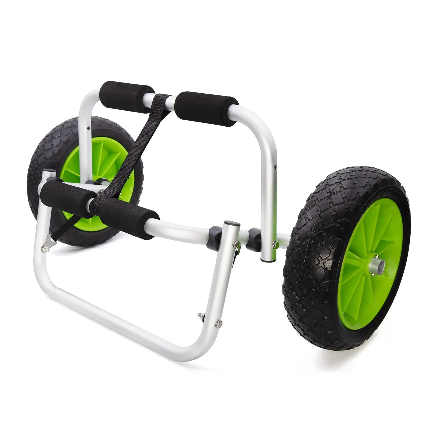 Kayak Trailer Aluminum Folding Cart for Hard Plastic SUP, Hand Pull Push Trolley with Adjustable Strap for Fiberglass