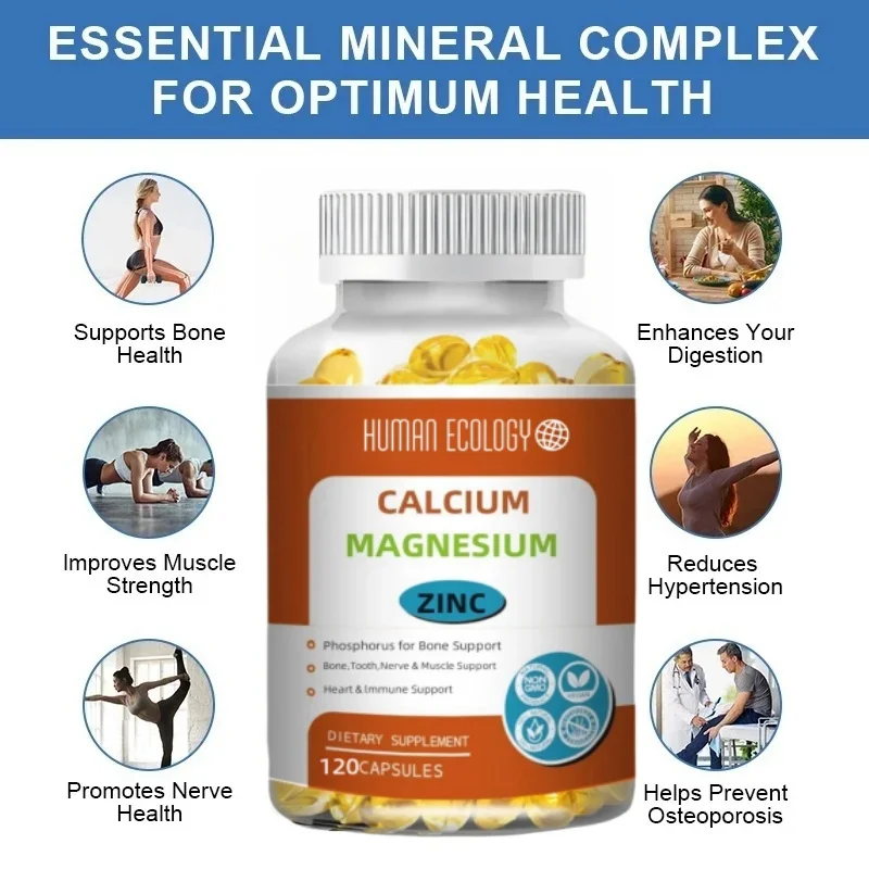 3-IN-1 Calcium Magnesium&Zinc Capsule Vitamin D3 Bones&Teeth Daily Easily Absorbed Minerals Supplement Dietary Fitness