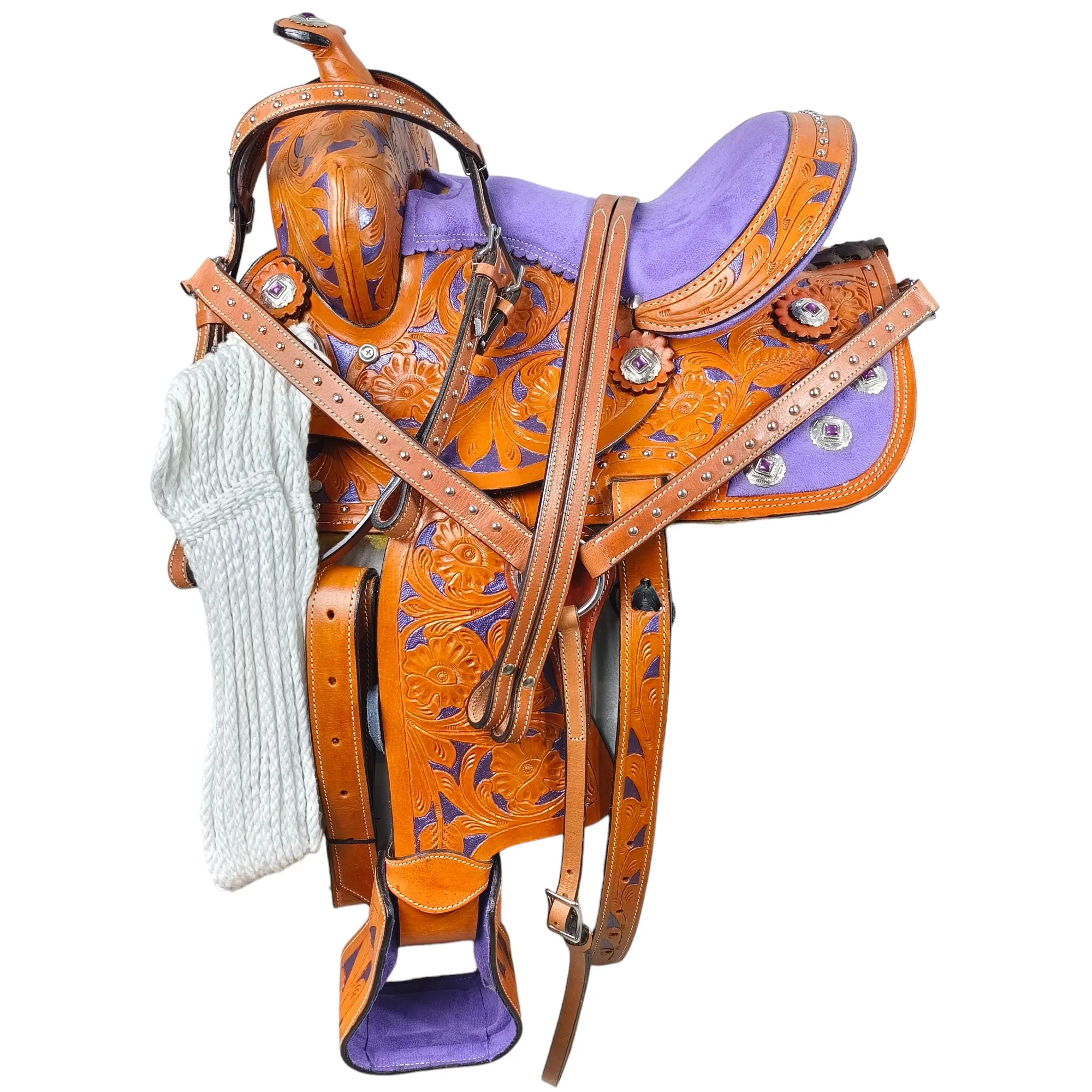 Handmade Premium Quality Leather Western Barrel Racing Horse Saddle Trail Custom Size Design Color With All Accessories Included