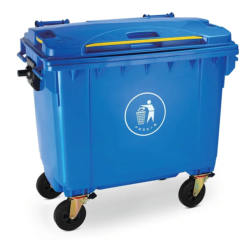 2026 660 Liter Plastic Trash Bin Dust Waste Dustbin Plastic Mobile Trash Bin with 2/4 Wheels