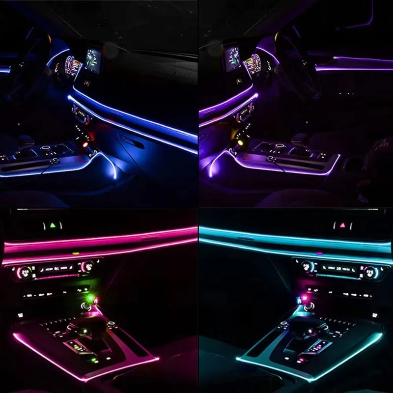 Car interior neon strip RGB application multi-mode voice-activated DIY ambient light decoration atmosphere dashboard light