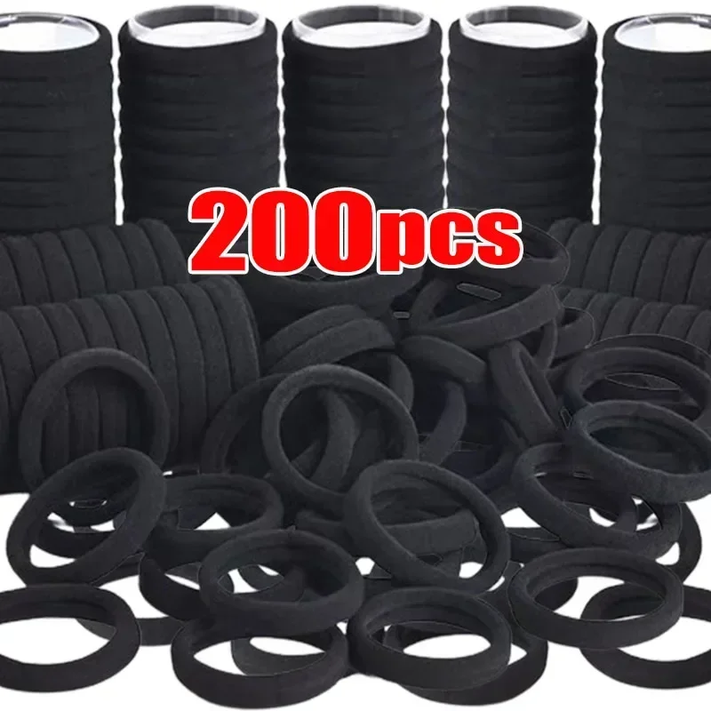 200/50pcs for Women High Elastic Hair Bands Girl\'s Black Hairband Rubber Ties Ponytail Holder Scrunchies Kids Hair Accessories