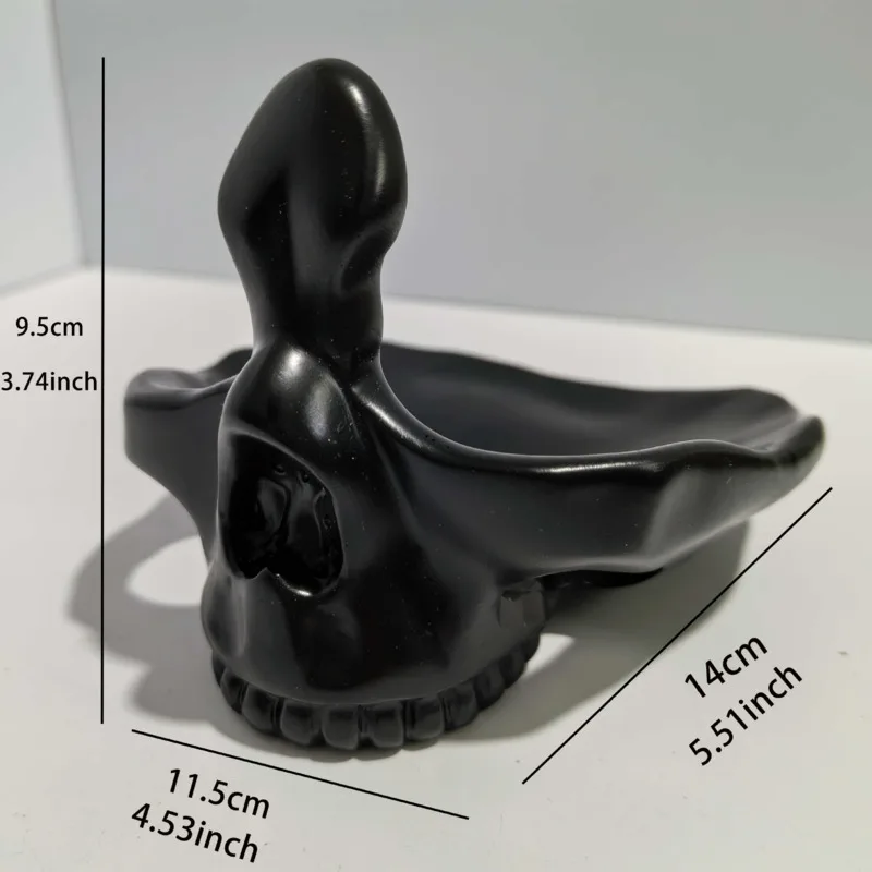 Black Resin Skull Glasses Holder Eyeglasses Stand Desk Ornament Figure Sunglasses Display Home Office Shelf Table Decor Gift
