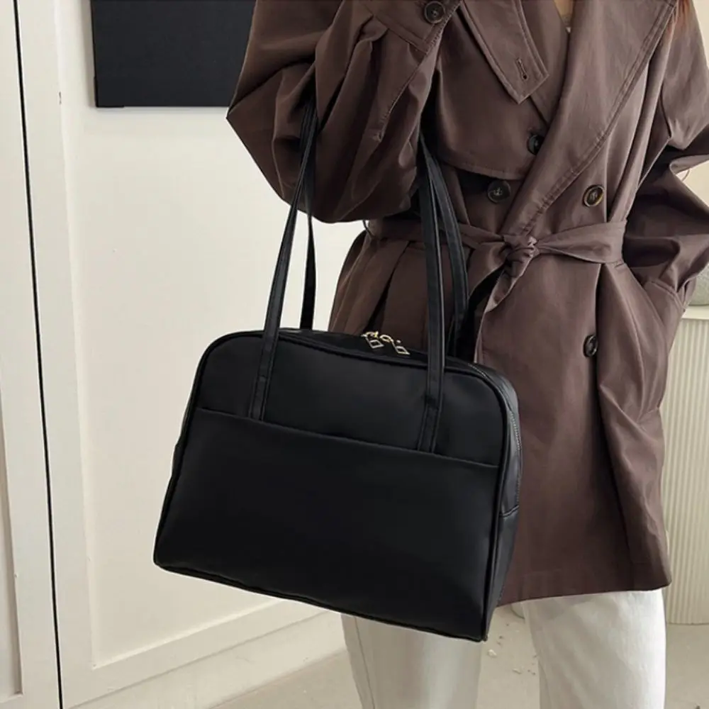 

Fashion Korean Style Boston Shoulder Bag Large Capacity Solid Color Pu Leather Tote Bag Casual Travel Women's Handbag Girls